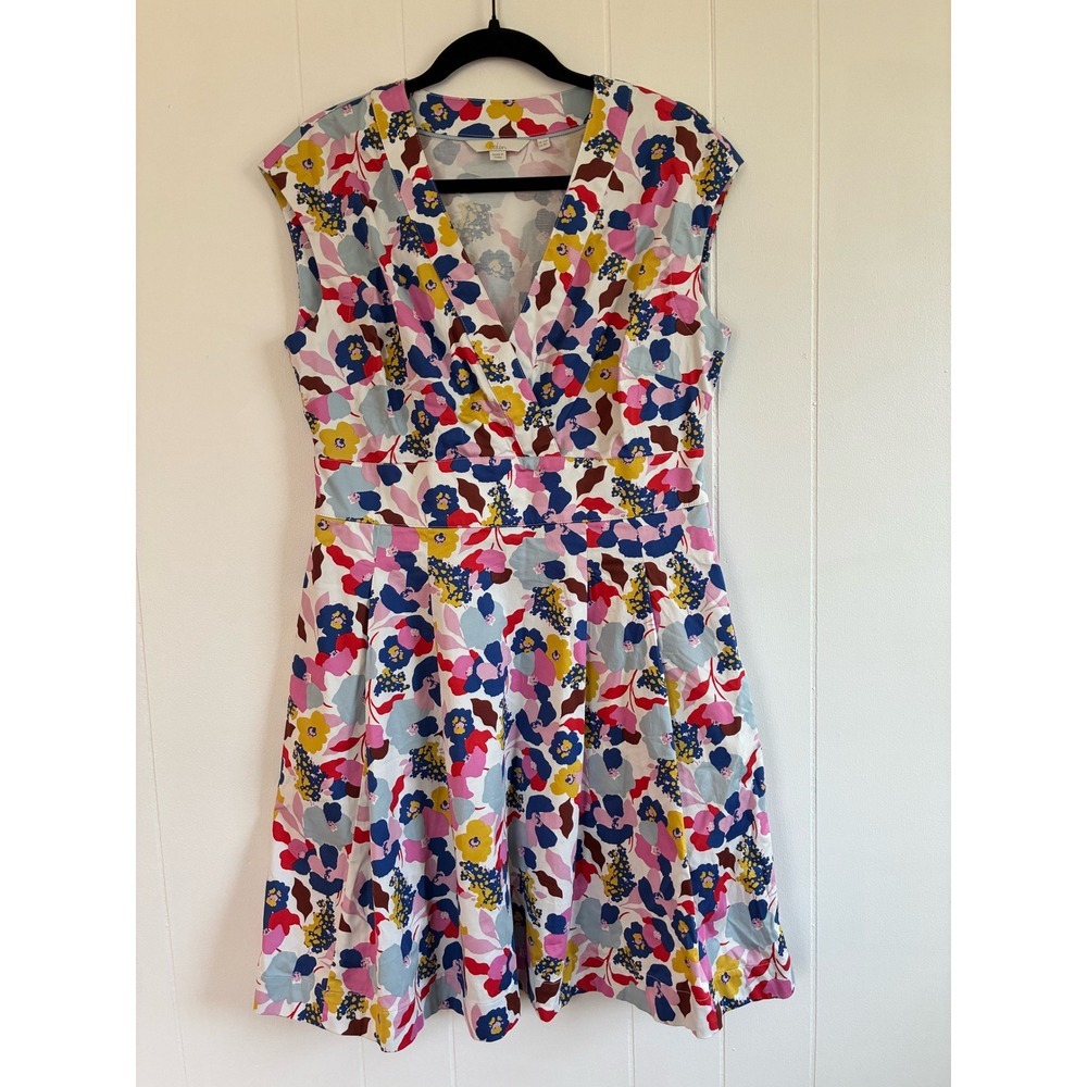 Boden Multicolor Abstract Floral Whimsical Dress Size US 8R / UK 12R Mod Retro‎